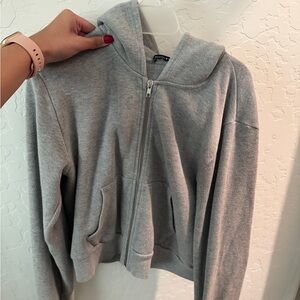 Brandy Melville Gray Zip-Up Hoodie